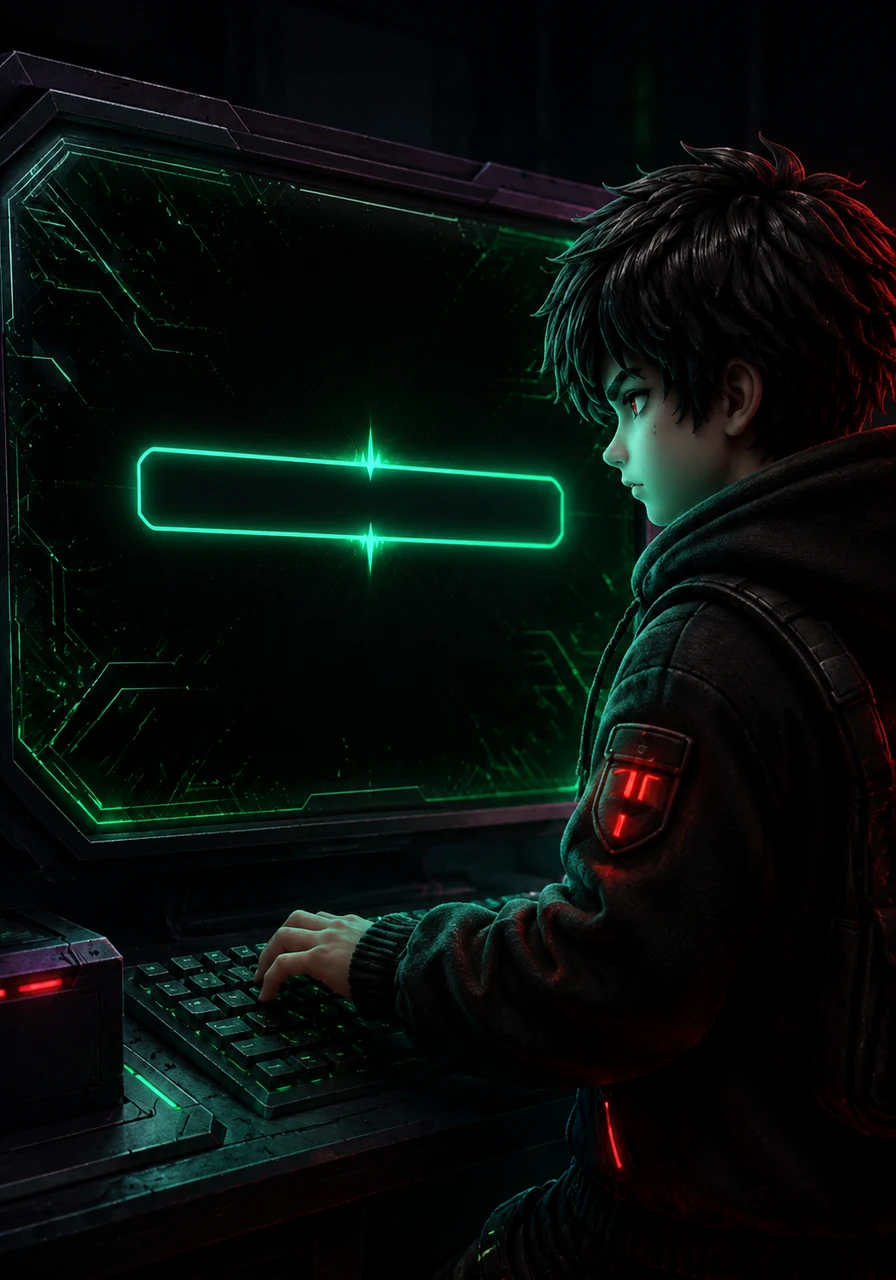 The screen flickers to life, showing a deep obsidian background with sharp, neon-green accents that cut through the darkness. A modern input box sits at the center, pulsing like a heartbeat, waiting for the first secret key to be entered.