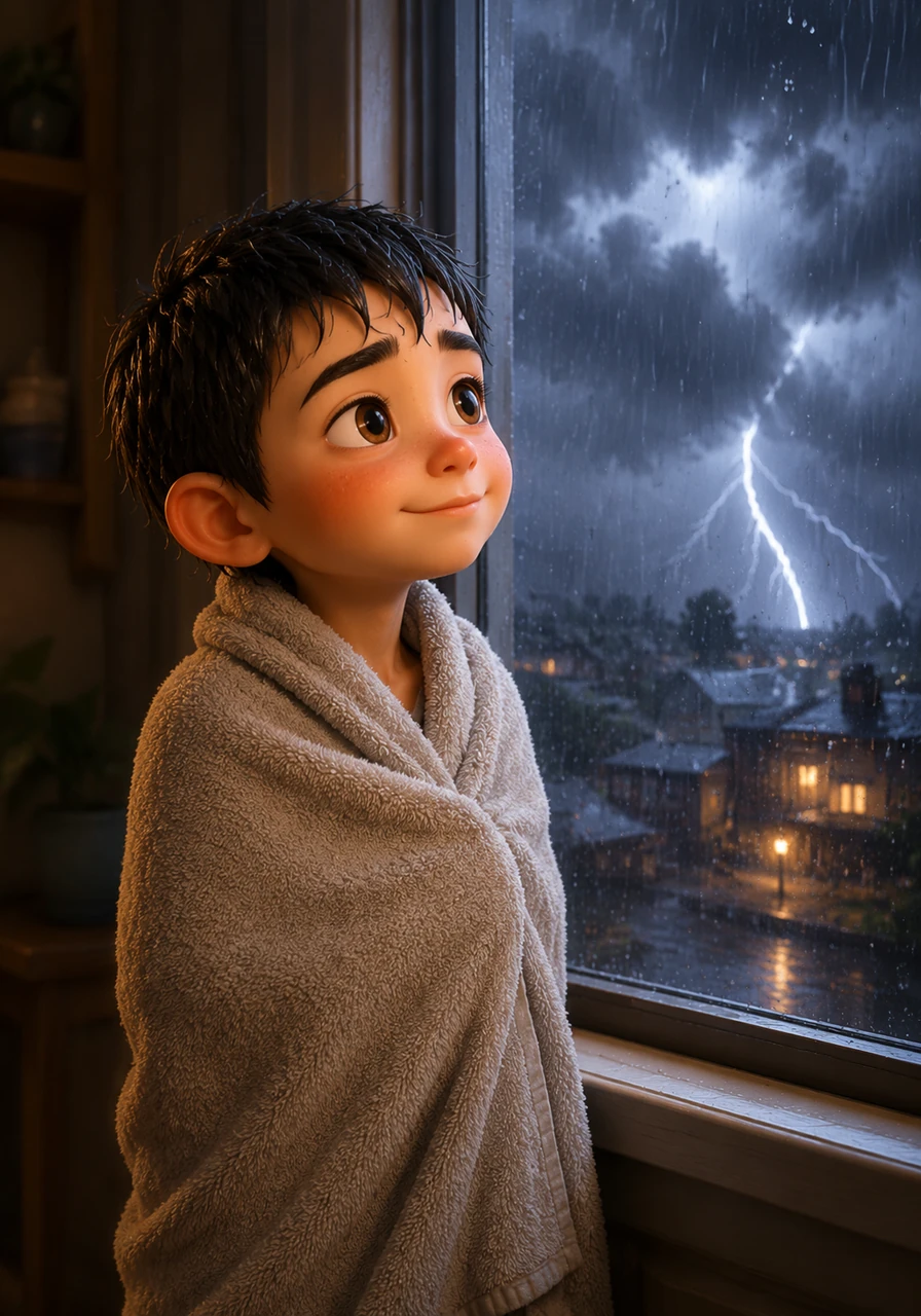 As he wrapped himself in a thick, dry towel, Leo looked out at the storm and smiled softly. He understood now that life is often much bigger than one person, and sometimes the best thing to do is simply let it rain.