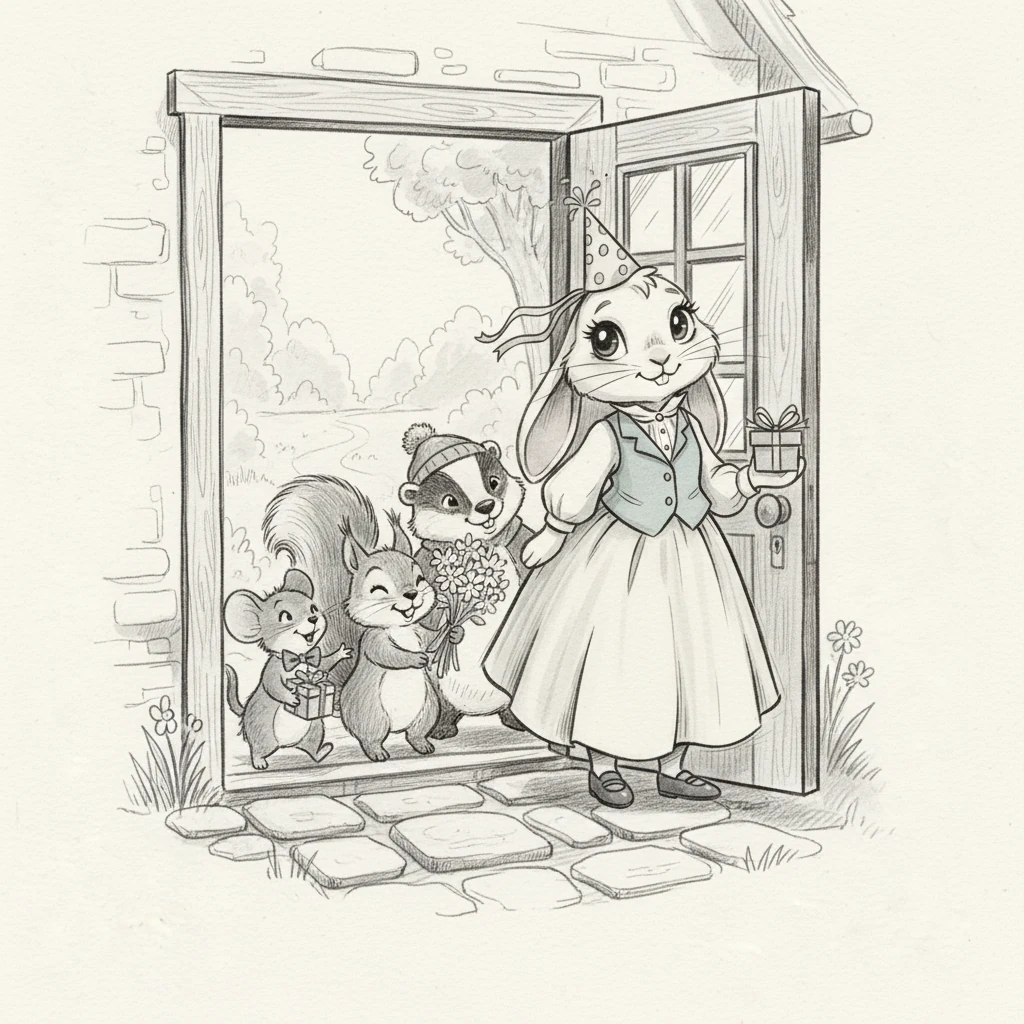 Knock, knock! A happy sound echoes through the house! One by one, Lily's dear friends begin to arrive at the door. "Happy Birthday, Lily!" they chirp and squeak with joy.
