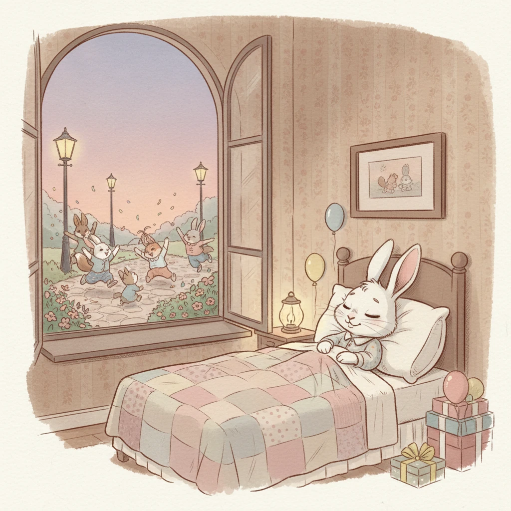 Her friends wave one last goodbye, hopping and skipping all the way home. Lily, cozy and content, snuggles deep into her soft bed. What a truly wonderful birthday party it had been!