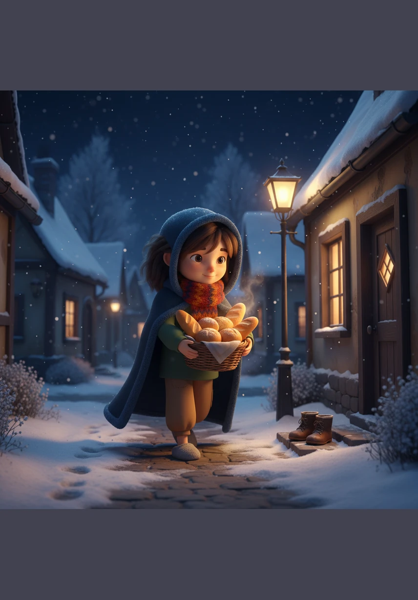 She moved through the shadows to the schoolhouse, leaving new boxes of bright chalk inside the teacher’s desk without leaving a name. Finally, she wrapped her own warm scarf around a shivering stray dog, walking home in the cold with a secret smile.