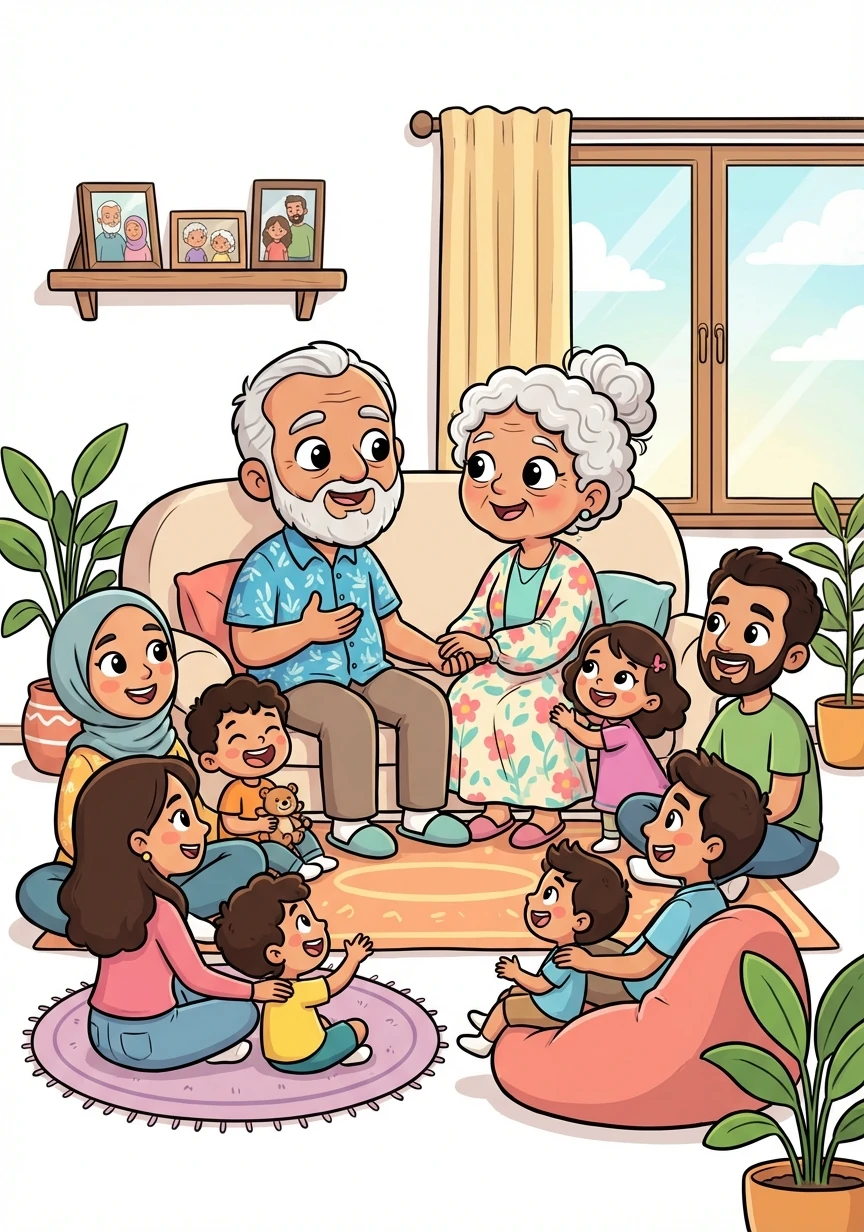 Now, old and gray, Muhammed and Nour sit hand-in-hand, surrounded by their loving family. They share their story of enduring love, reminding everyone that true love can conquer any obstacle and last a lifetime.