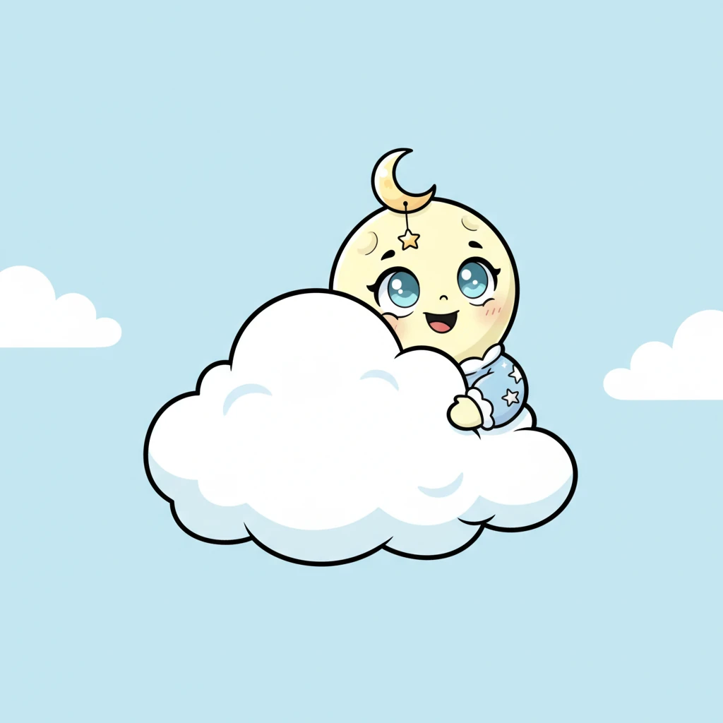 A fluffy, white cloud drifted by, looking very inviting and soft. Milly thought, 'Just for a moment, I'll hide.' She giggled softly as she tucked a tiny corner of herself behind it, a playful peek-a-boo.