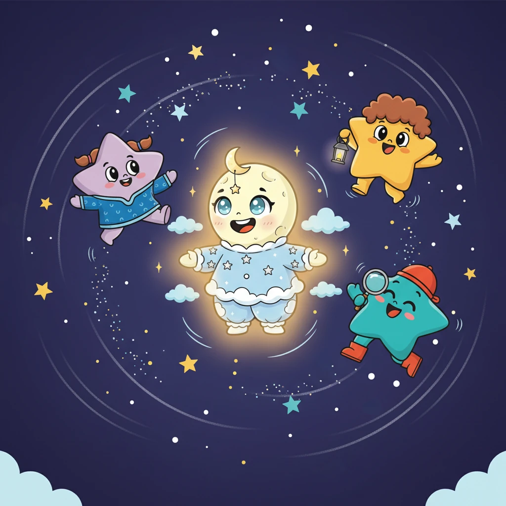 Finally, Milly Moon burst out, beaming with all her might! Her shyness had floated away like a little cloud, replaced by pure joy. The stars danced and twinkled around her, overjoyed to have their radiant friend back, making the night sky the happiest place of all.