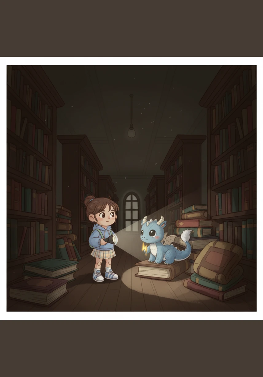 Sparky explained that Maya’s voice was the key to freeing all his friends who were still trapped in the silence of the dark shelves. Eager to help, Maya began to read one book after another, her voice echoing through the once-quiet halls like a magical song.