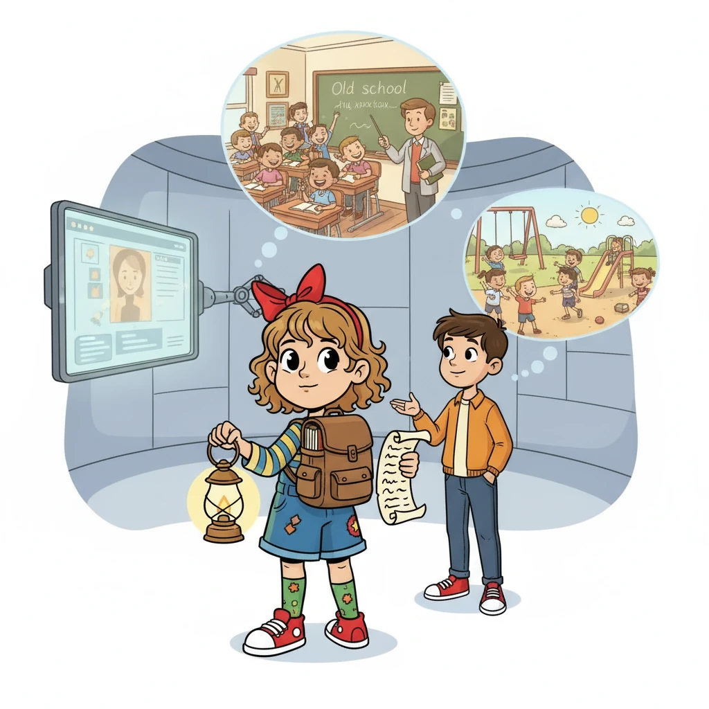 As Margie's mother called her to school, she couldn't help but feel a pang of longing for the old days. She imagined the fun and camaraderie of the old schools, a stark contrast to her solitary lessons. She promised Tommy she'd read more about it later.