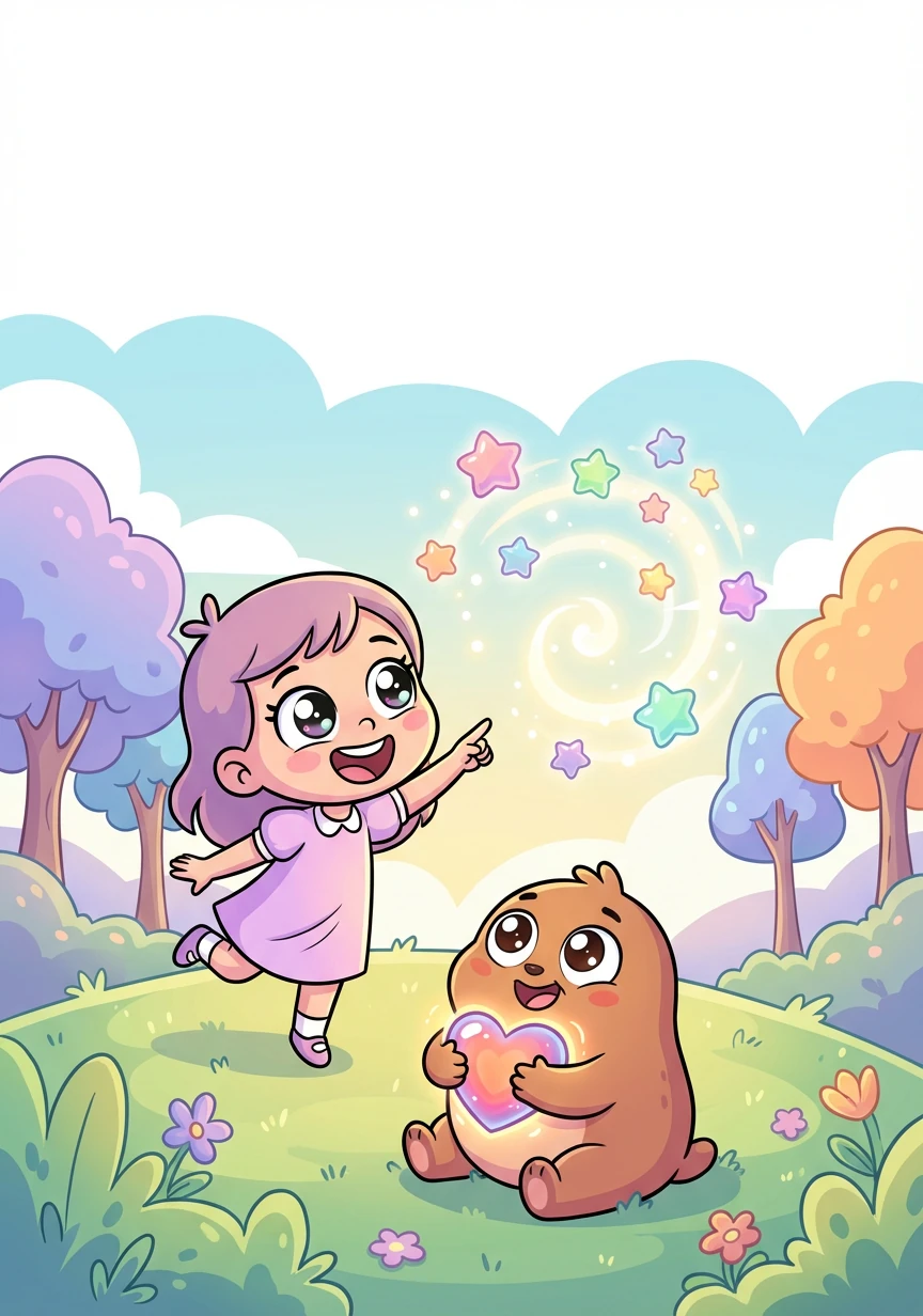 Lila desejou que todos pudessem ver a magia do mundo. Pipoca desejou ter sempre amizade verdadeira. Seus desejos se realizaram instantaneamente.