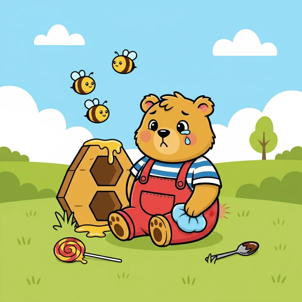 Barnaby yelped and tumbled back down, landing with a soft thud. He rubbed his little sting, feeling a bit sad. He tried again, and got another sting!