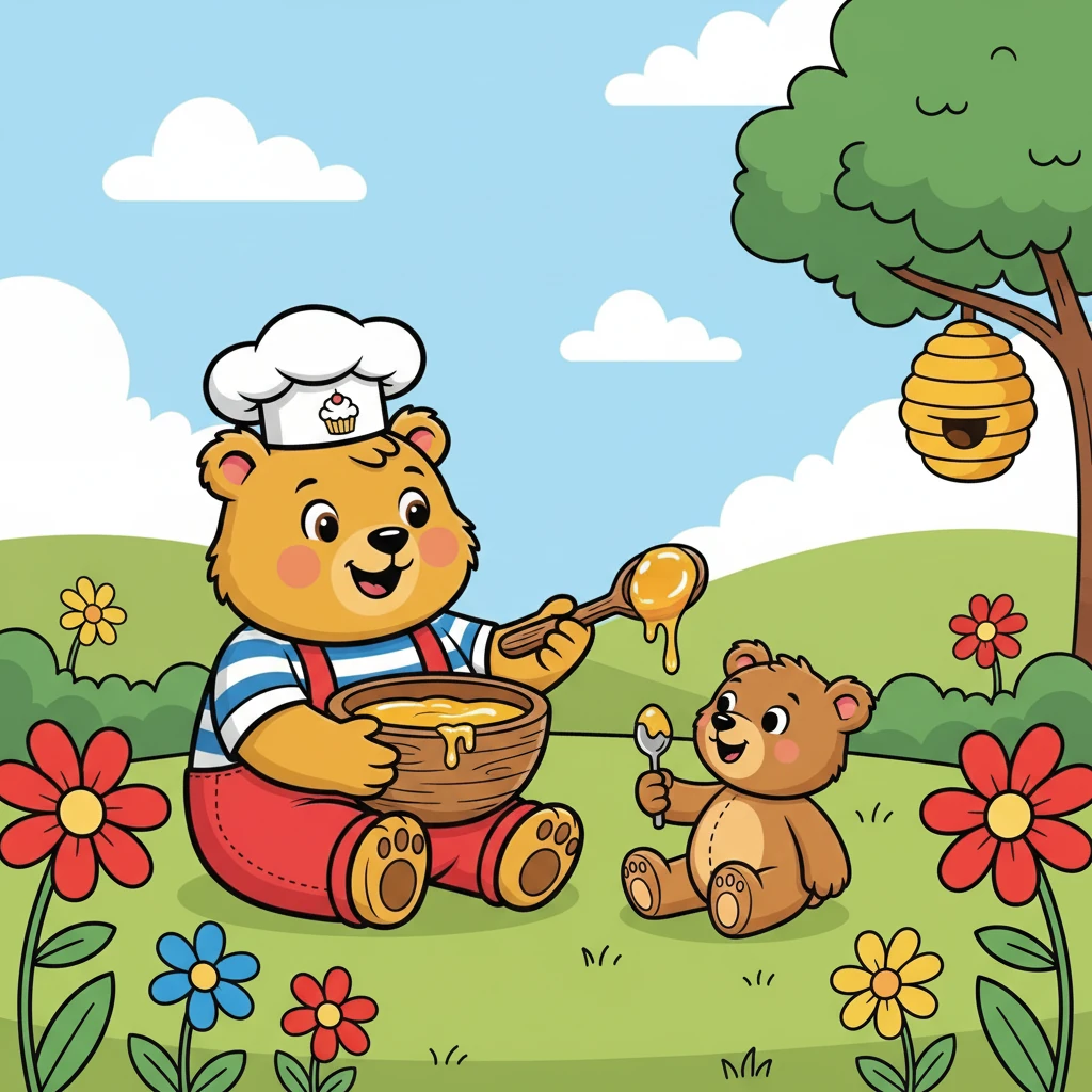 Finley then carefully gathered some of the delicious honey for Barnaby. They sat together, sharing the golden treat. Barnaby realized that sharing was even sweeter than honey!