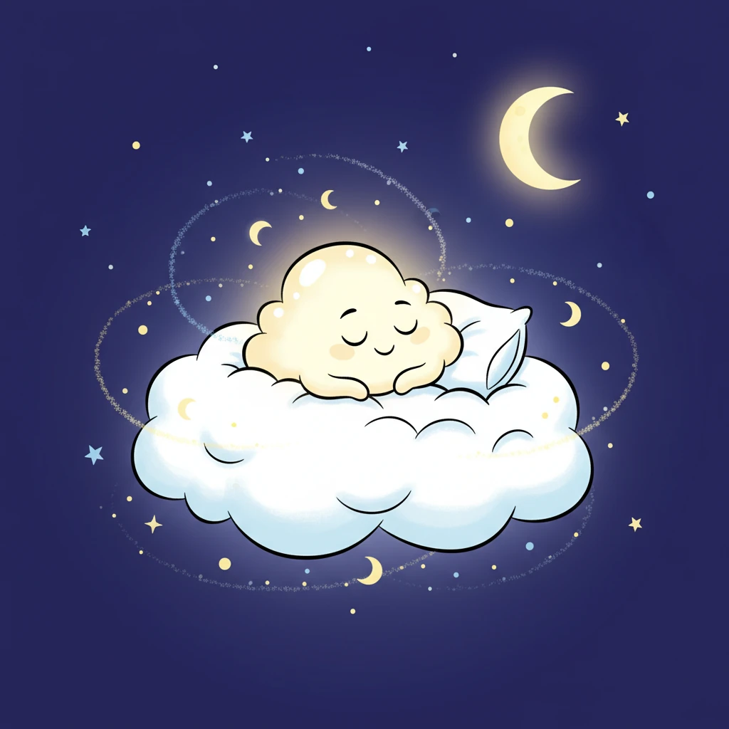 With a contented sigh, Nimbus curled up in his cloud bed, his wisps softly glowing. He closed his eyes, dreaming of stardust and moonbeams, knowing he had made the world a beautiful, peaceful place for all to sleep, and soon, he was fast asleep too.