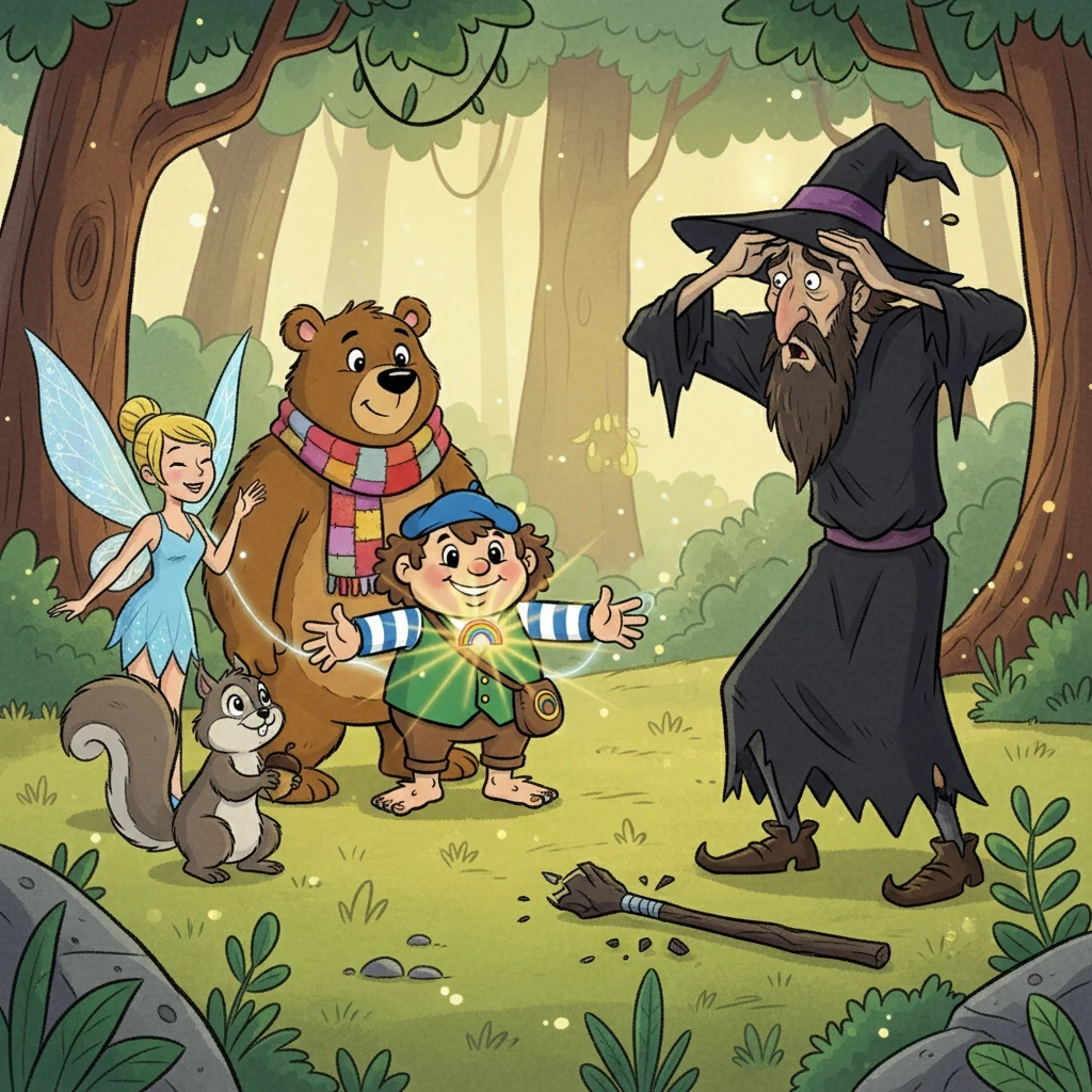 Ensemble, Milo, Luna, Gribouille et Toudou affrontèrent Sombrebarbe. Grâce à la gentillesse de Milo et à la solidarité de ses amis, ils réussirent à vaincre le sorcier. Milo comprit alors que le véritable pouvoir de l'anneau résidait dans la bonté des cœurs et les mots doux.