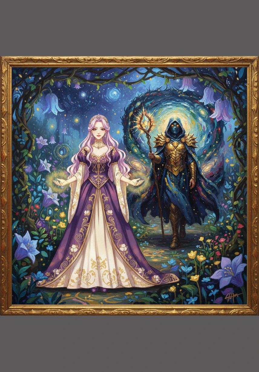 Among the glowing flora, she encountered a mysterious young man named Kaelen, whose eyes held the depth of the night sky. He revealed he was the guardian of this realm, bound by a silver curse that kept him trapped within the garden's borders. Despite his loneliness, he greeted her with a gentle smile that made Seraphina’s heart skip a beat.