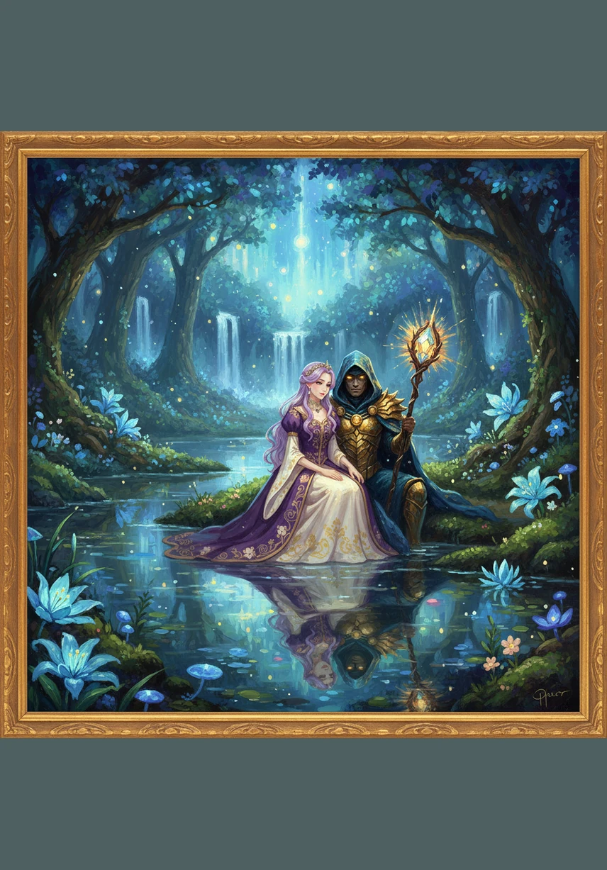 Days turned into weeks as Seraphina and Kaelen explored the wonders of the garden together, sharing stories of their worlds. They sat by a crystalline pond, watching the water lilies bloom in rhythm with their laughter. A deep bond formed between them, woven from shared dreams and the quiet understanding of two lonely souls.