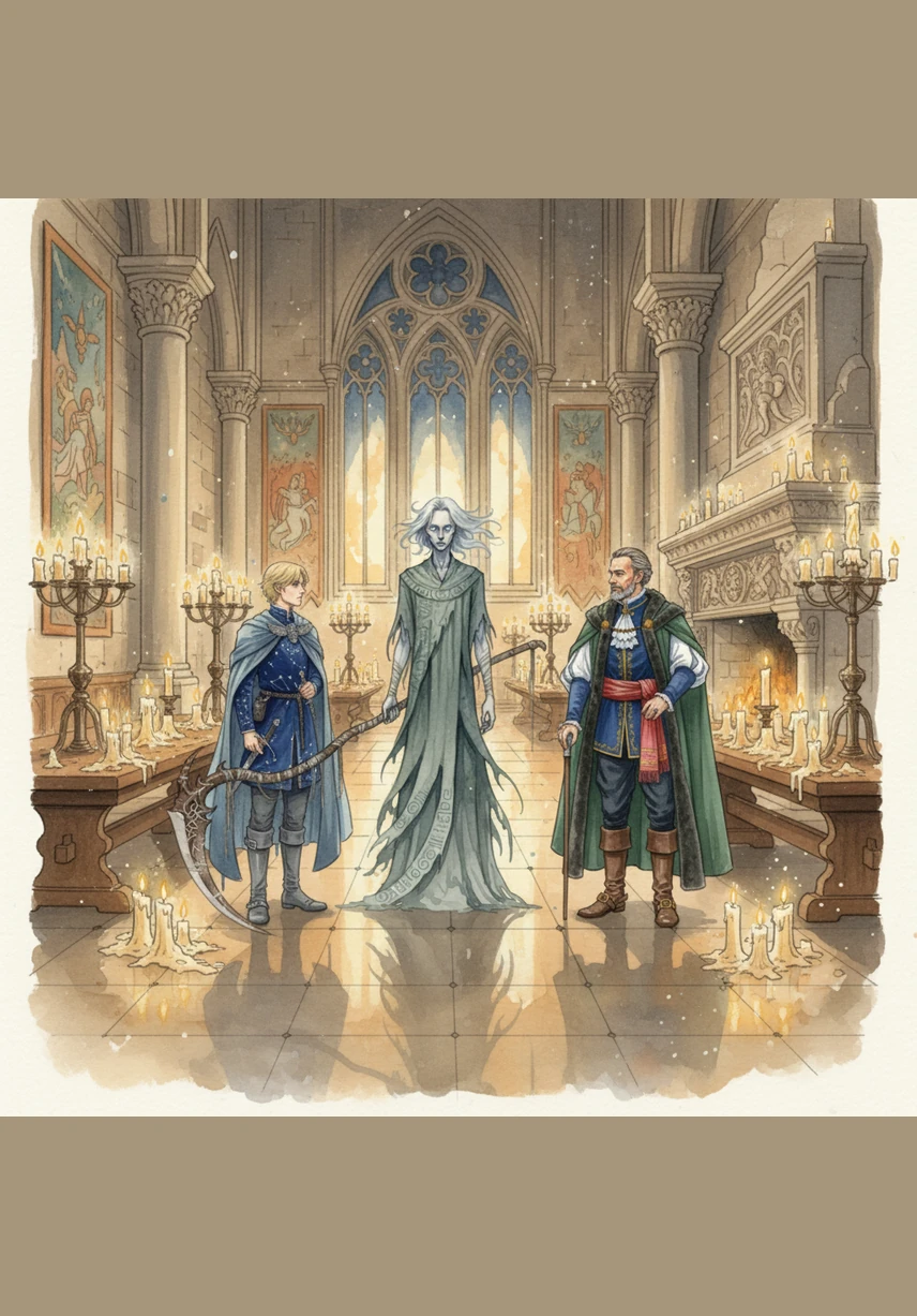 The grand hall glowed with the light of a thousand candles, their flames dancing and casting long, silent shadows across the stone walls. Dante moved through the crowd of laughing nobles like a ghost, his silver tray reflecting the fractured light of the wine goblets. He was the perfect servant, an extension of the castle itself, seen by everyone but noticed by none.