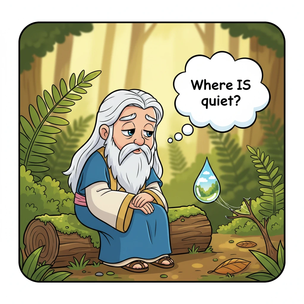 Willow sighed a big, puffy sigh and sat down on a mossy log, her shoulders drooping in a comical slump. 'Where IS quiet?' she wondered aloud. As she r