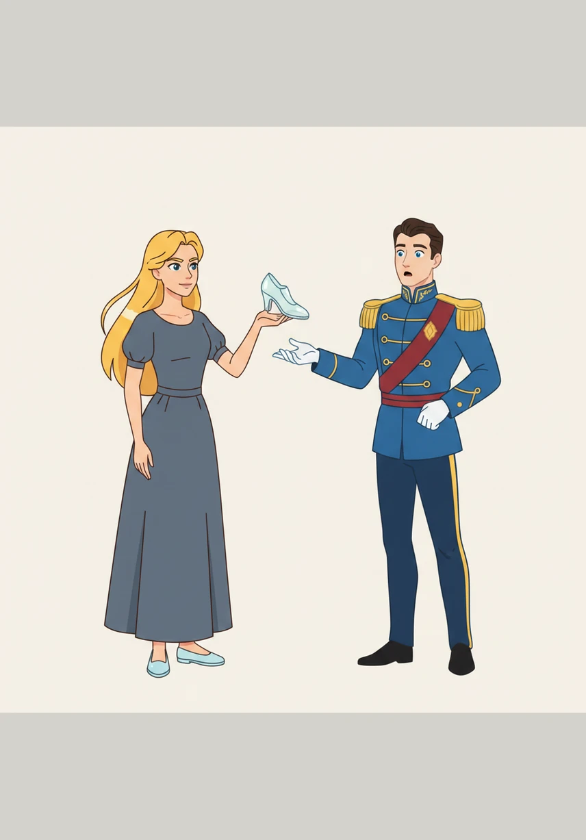 When the Royal Herald arrived at the house with the Prince, the stepmother tried to lock Ella away in the dark cellar. But Ella had already anticipated the move and stood tall in the doorway, refusing to be hidden or silenced any longer.