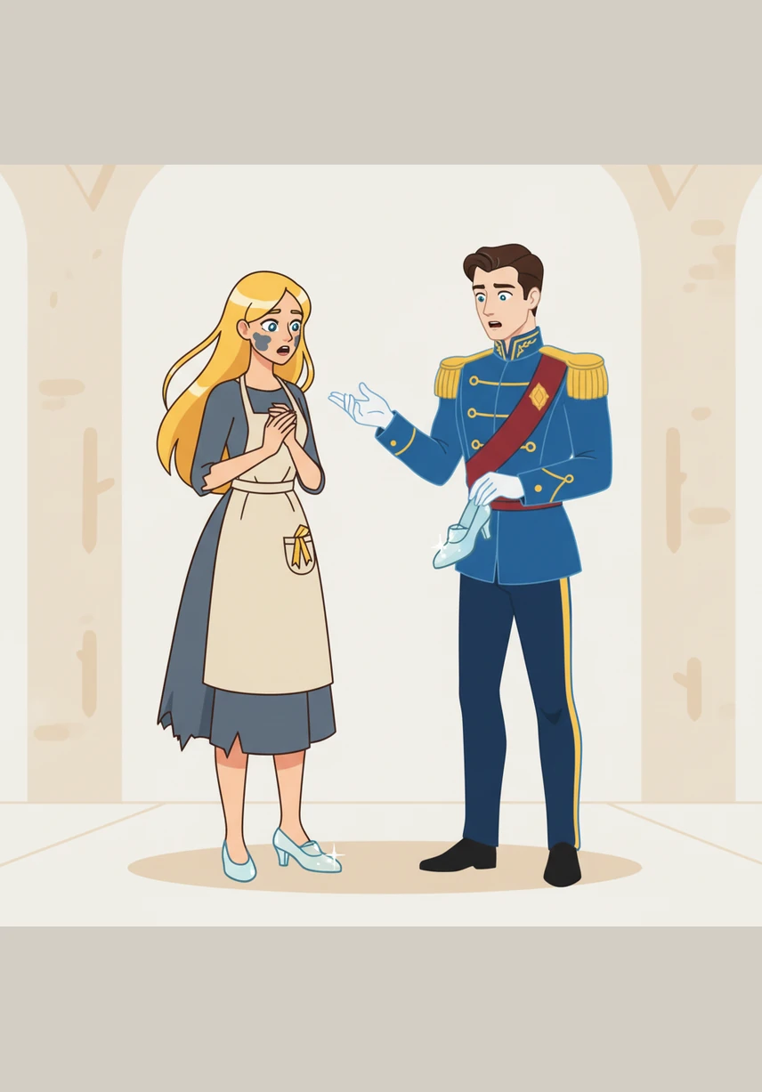 The Prince looked past the soot on Ella's face and the simple cloth of her apron, seeing the same spark in her eyes from the night of the ball. When she produced the matching silk ribbon from her pocket, the room filled with a soft, warm light that outshone any magic.