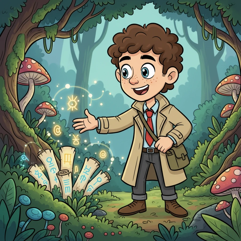 Driven by Elara's hint, Leo delves deeper into the town's forgotten corners, eventually stumbling upon a hidden grove. There, he finds ancient scrolls adorned with the glowing symbols he'd seen before, nestled amongst overgrown, fantastical flora. The air hums with an unusual energy, confirming his suspicions about a secret ritual, his heart pounding with discovery.