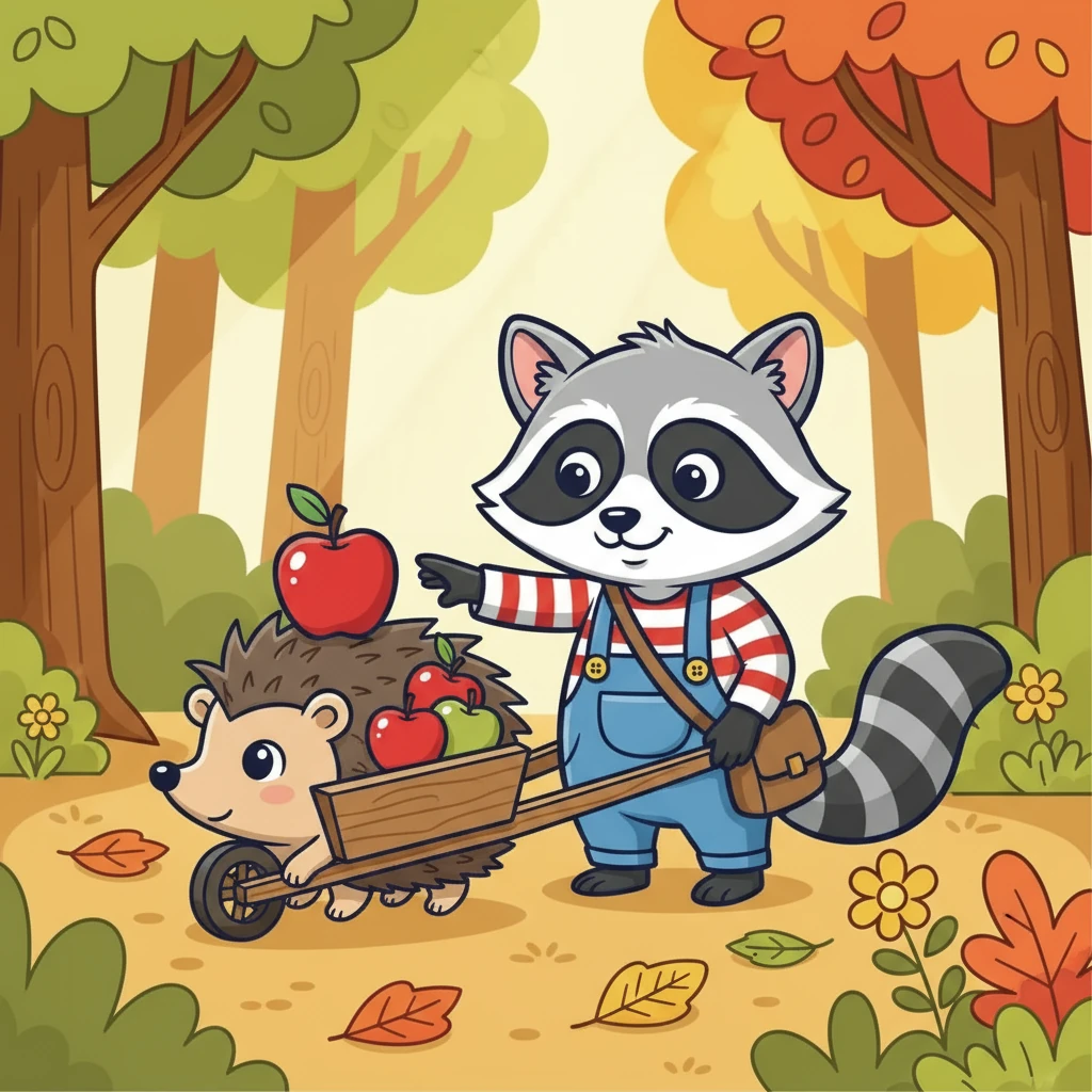 הבא בתור היה קיפוד חמוד שאסף תפוחים. רוקי, בחיוך קטן, גנב לו את התפוח האדום והבוהק, מבלי שהקיפוד ירגיש.