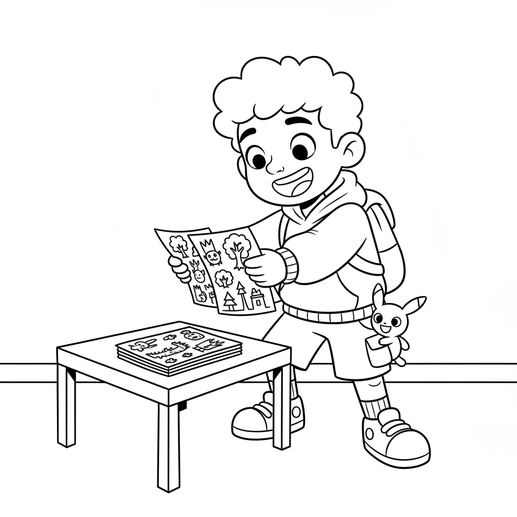 Leo looks at his finished pages, each one bursting with the colors he chose. He feels proud of the vibrant world he created. His artwork fills him with joy.