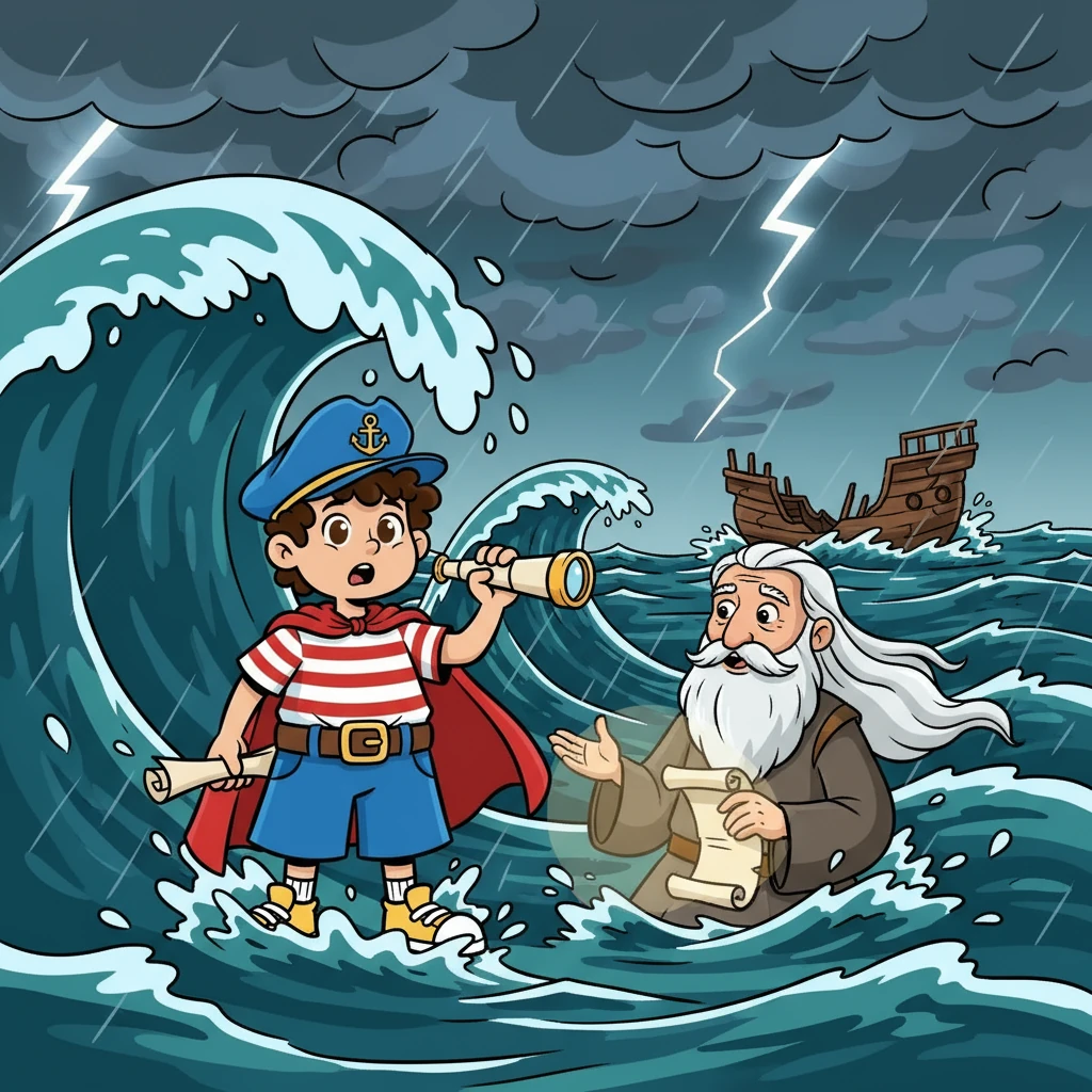 No meio da tempestade, Vasco encontra uma figura familiar: o próprio Luís de Camões, que lhe explica que ele é o escolhido para reescrever o futuro. Juntos, enfrentam desafios e perigos, guiados pela coragem e pela esperança.