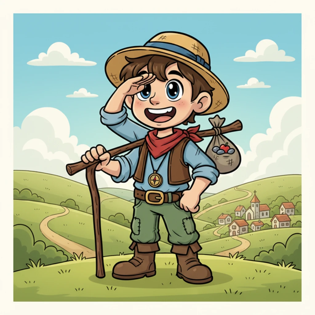 Pippo, un ragazzino dal cuore grande e gli occhi pieni di sogni, viveva in un piccolo villaggio di campagna. Ogni mattina, guardava l'orizzonte, immaginando mondi lontani e avventure incredibili. Il suo zaino era sempre pronto, anche se per ora conteneva solo mele e sassi lucidi.