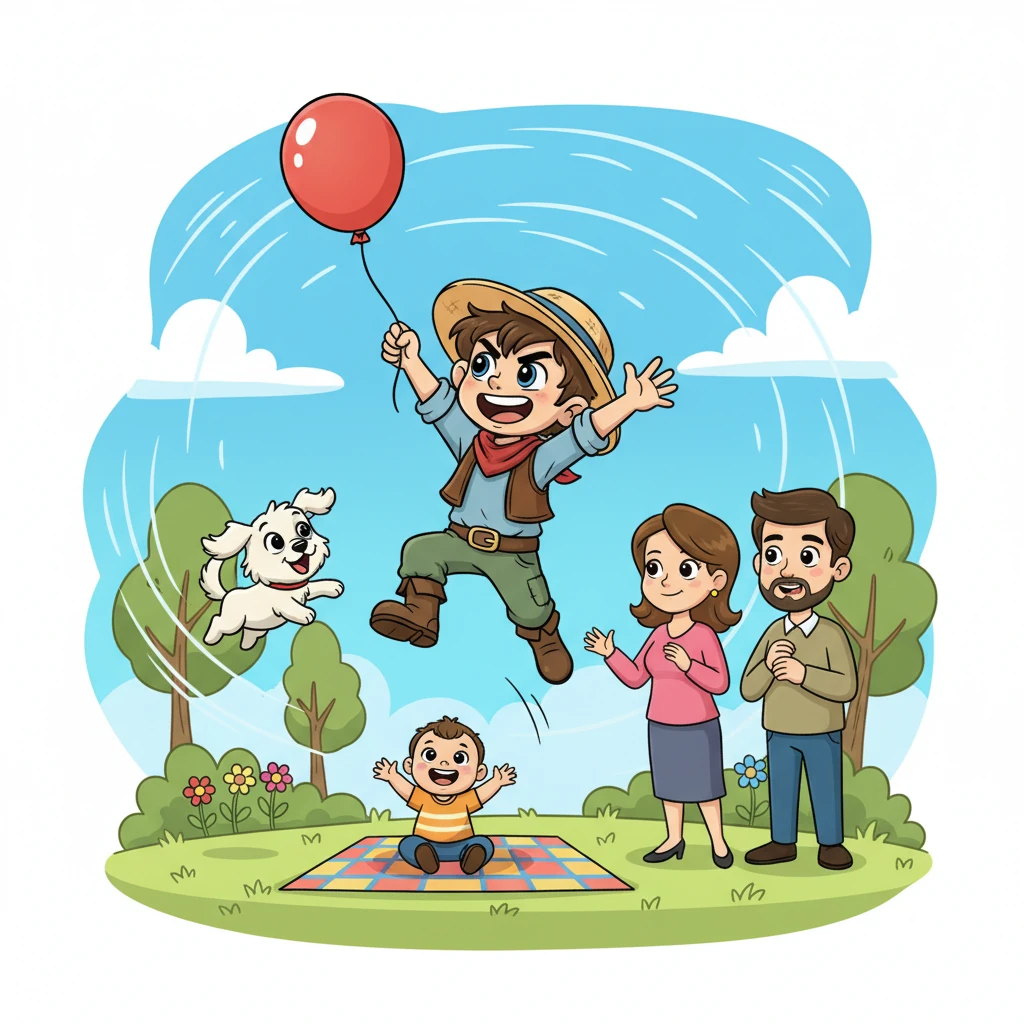 Un forte vento strappò di mano a un bambino un palloncino rosso. Senza esitare, Pippo, con l'aiuto di Fido, corse e saltò per afferrarlo prima che volasse via. Il sorriso del bambino e il ringraziamento dei genitori furono la sua più grande ricompensa.