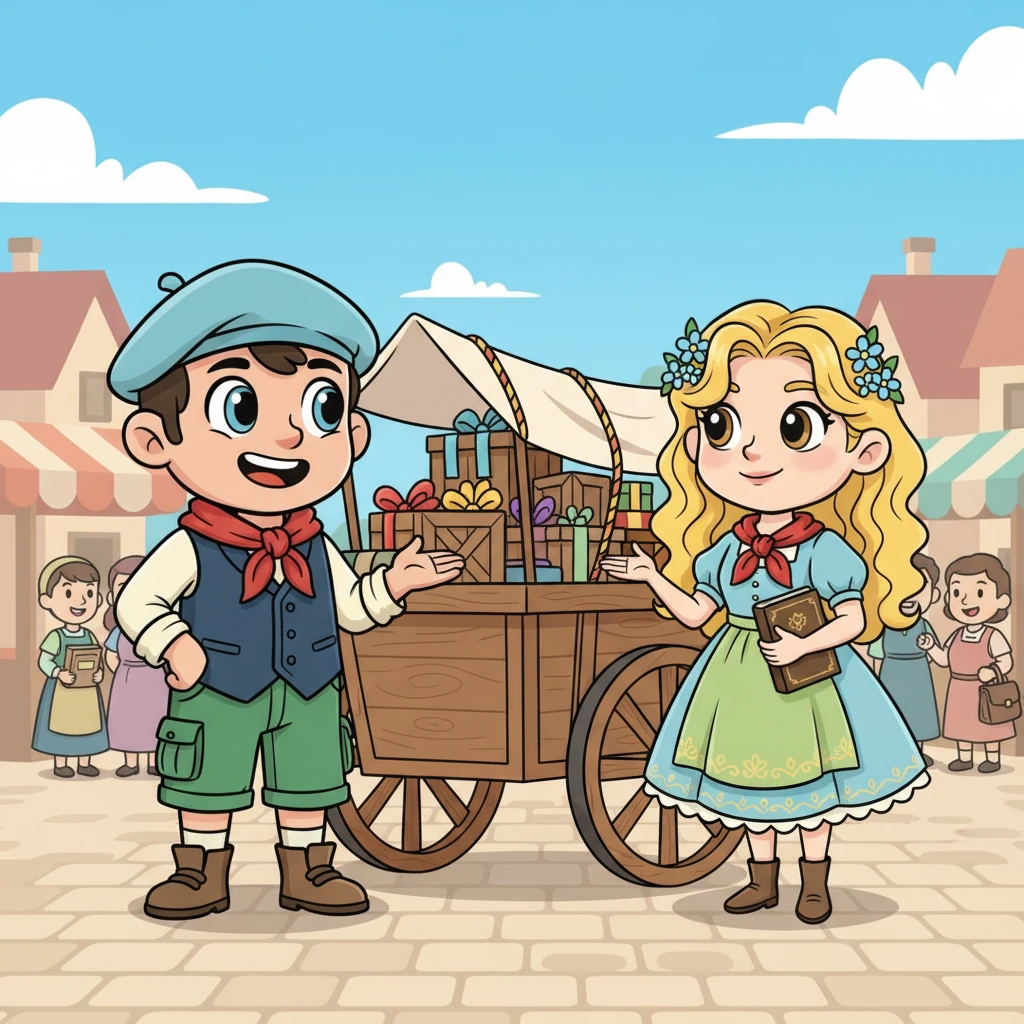 Les marchands, avec leurs vêtements élégants mais discrets, semblaient porter des secrets amusants. Ils échangeaient des sourires polis, mais leurs yeux pétillants laissaient deviner des affaires juteuses. Leurs chariots étaient remplis de marchandises mystérieuses, bien emballées.