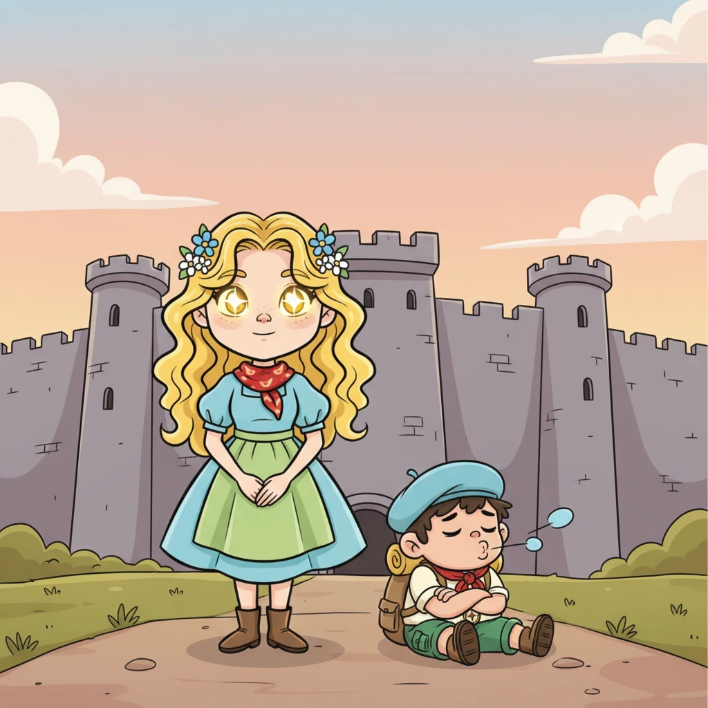 Malgré les plaintes de Bukama, Lan leva les yeux vers les hautes murailles grises de Canluum qui se dessinaient à l'horizon. La ville semblait l'appeler, promettant un repos bien mérité et de nouvelles aventures. Une douce lueur d'espoir brillait dans ses yeux.