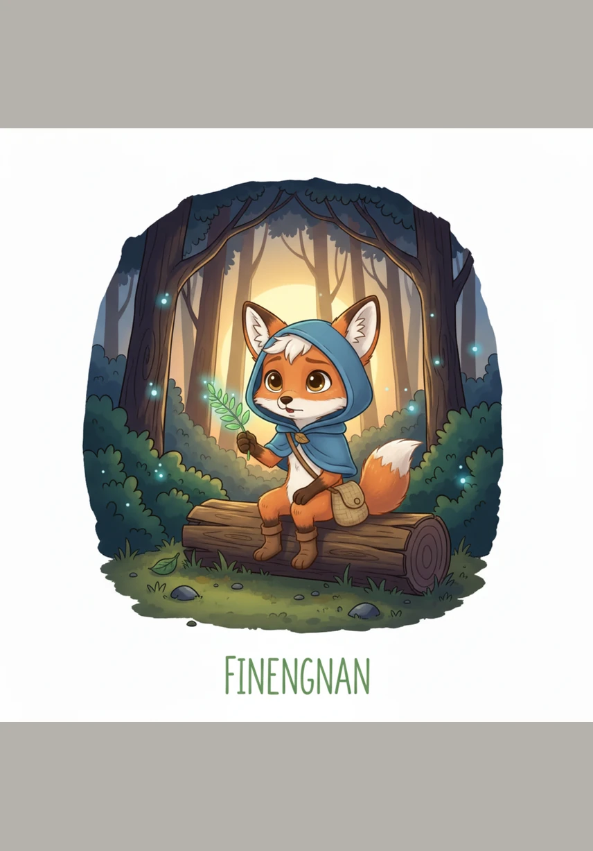 Finnegan the little fox sat all alone on a weathered wooden bench, watching the golden leaves dance in the autumn breeze. While other animals played in groups, he sighed softly, wishing he had someone to share the beautiful day with.