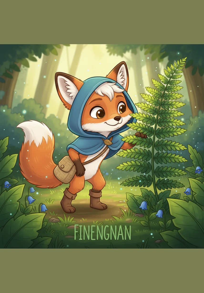 While wandering near a cluster of thick ferns, Finnegan heard a tiny, trembling rustle. He peeked behind a large leaf and discovered a small, white bunny named Bella, who looked very lost and frightened.