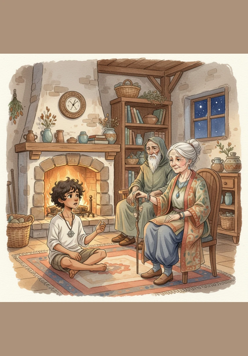 That evening, Ayaan sat by the glowing fireplace and shared his troubled thoughts with his wise grandmother. He explained that he wanted to perform big, important deeds so that the whole world would know he was a good person.