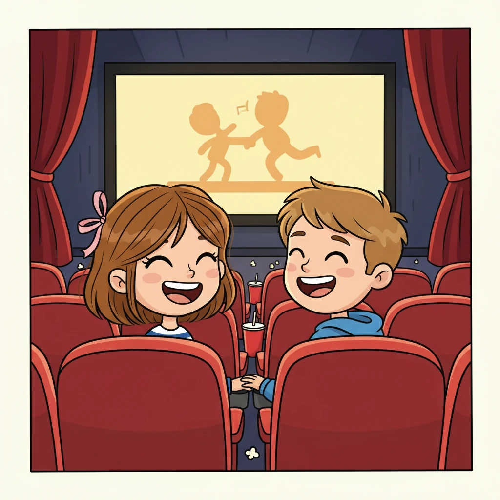 Ils se retrouvent au cinéma, les mains effleurant presque. Le film, une comédie romantique, les fait rire aux éclats, mais Priscille sent une tension palpable entre eux. Les regards se croisent, chargés d'une émotion nouvelle.