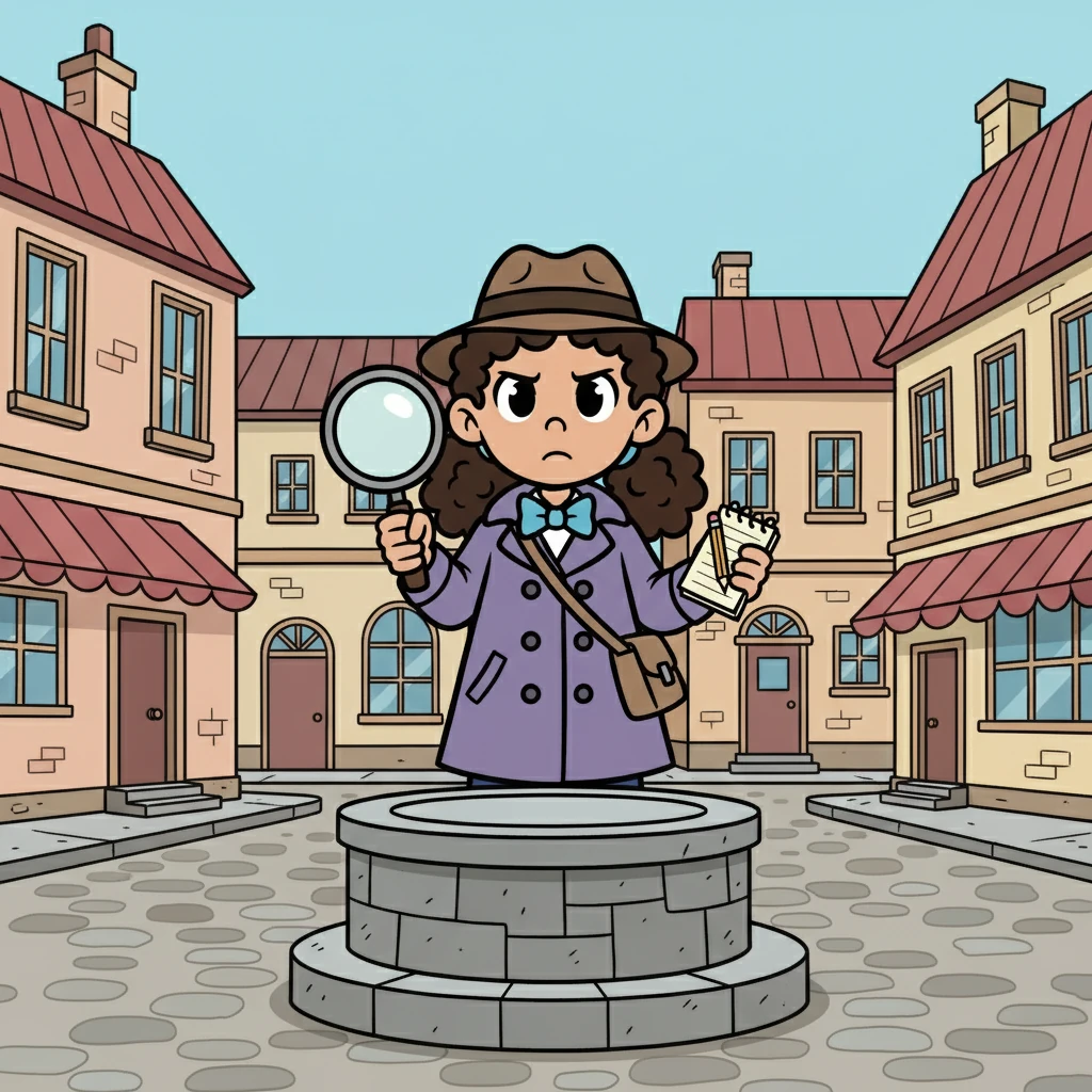Detective Violet, a girl with a magnifying glass and a keen eye, stared at the empty pedestal in the town square. The prized golden statue of a squirrel had vanished overnight! A small, worried frown creased her brow as she surveyed the scene. This was the first in a series of strange disappearances.