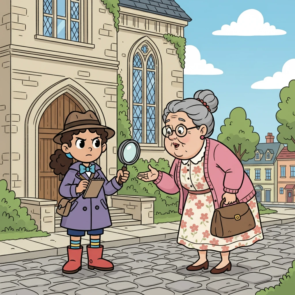 Violet decided to interview the townsfolk. First, she spoke with Mrs. Gable, known for her gossipy nature. Mrs. Gable claimed to have seen a shadowy figure near the library, but she wasn't sure. Violet made a note, her pen scratching on her notepad.