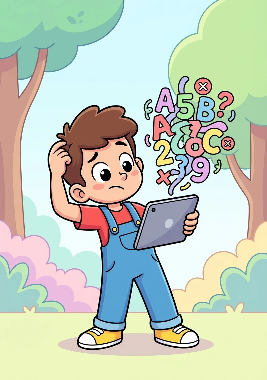 Uh oh! The app encountered a problem. Numbers were mixed with letters! Dan scratched his head, thinking hard.