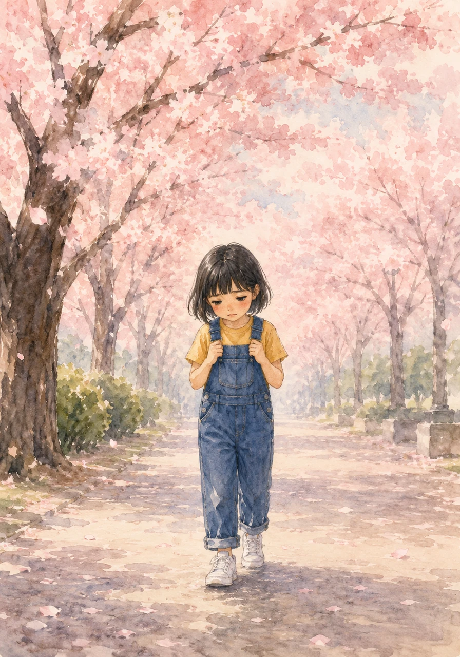 Un peu découragée, Akira sort se promener dans un parc orné d'arbres à fleurs de cerisier. Elle se sent petite, et le monde semble rempli de signes complexes et d'écritures intimidantes.