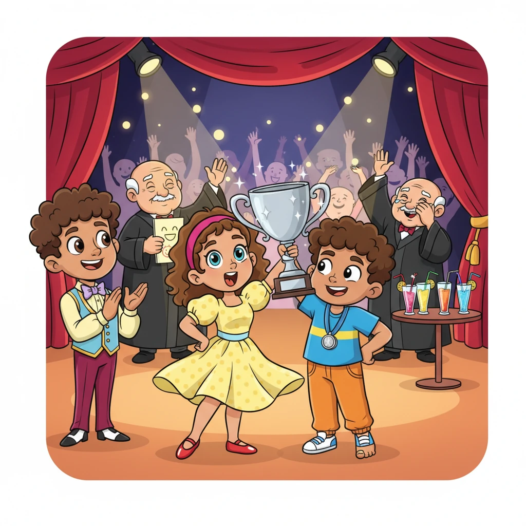 Finally, it was Betty and Billy's turn. Their dance wasn't perfect; there were a few stepped toes and some wobbly moves. But miraculously, no major disaster struck! They limped off the floor, ordered several drinks, and to their utter surprise, the judges, after hours of deliberation, awarded them the cup!
