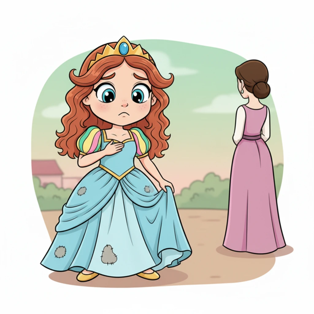 Boknyeo's heart sinks with a heavy dread, her gaze falling to her own worn clothes. The thought of parting with her most precious possession, her mother's only keepsake, fills her with profound reluctance. Her face shows a mix of fear for the lady and sorrow for what she might lose.