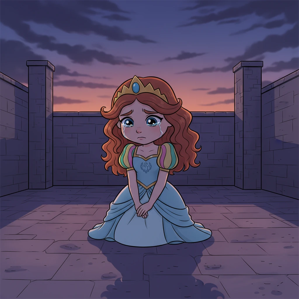 Silence descends upon the courtyard once more, but now it feels heavy and ominous. Boknyeo remains kneeling, her heart heavy with an invisible curse she now carries. The last vestiges of sunlight fade, leaving her in the encroaching darkness, holding nothing but a profound sense of fear and loss.