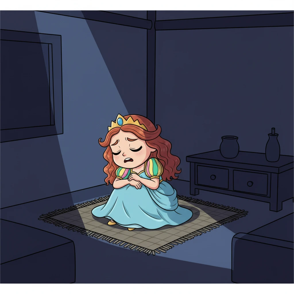 That night, Boknyeo lies on her humble mat, unable to escape the chilling fear of the cursed dream she now possesses. Her sleep is troubled, her brow furrowed with worry as she drifts into the unknown. The darkness of her room feels vast and foreboding.