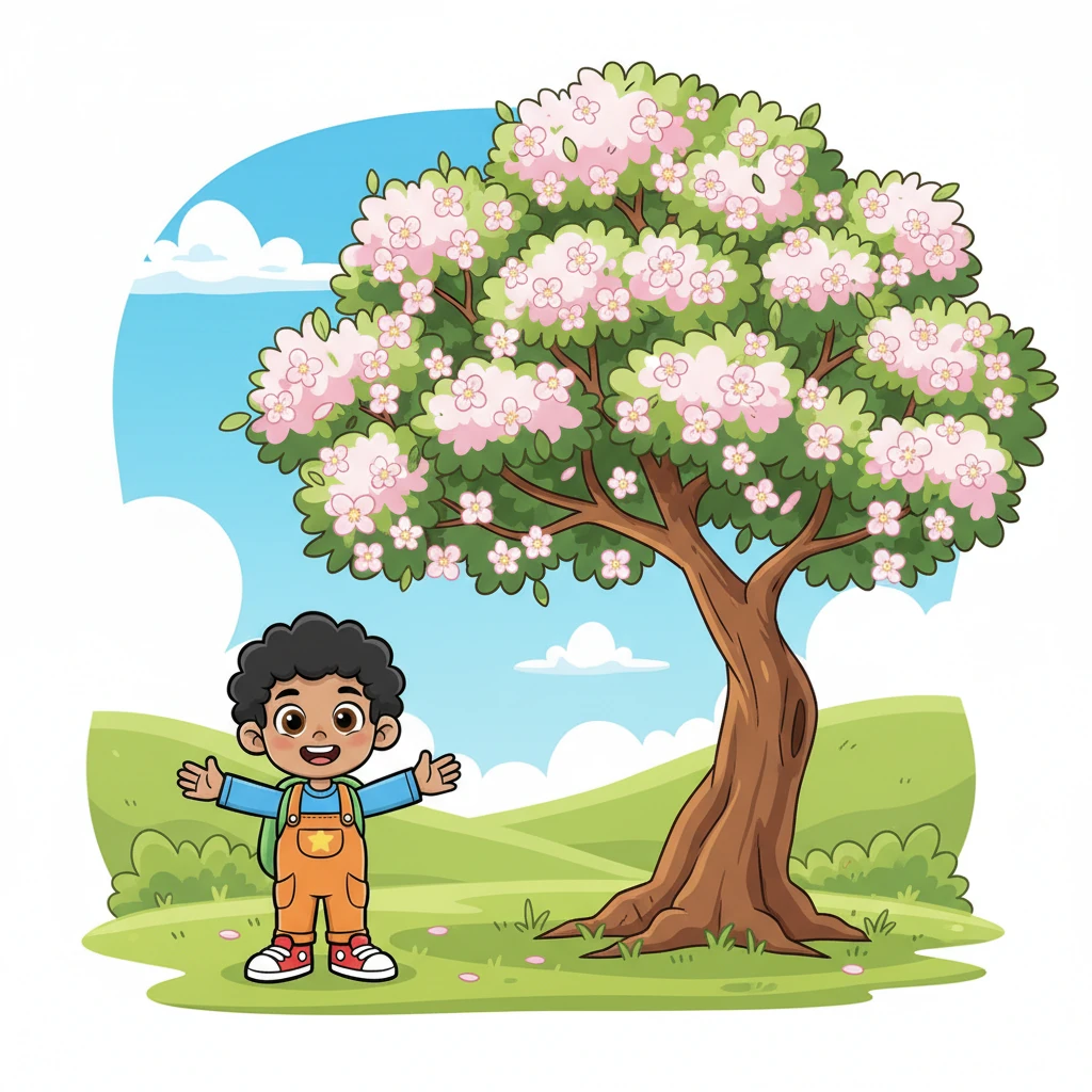 Next, Bambang discovered a sprawling apple tree, covered in delicate pink and white blossoms. Each flower promised a future juicy apple, but only if they received a special visit.