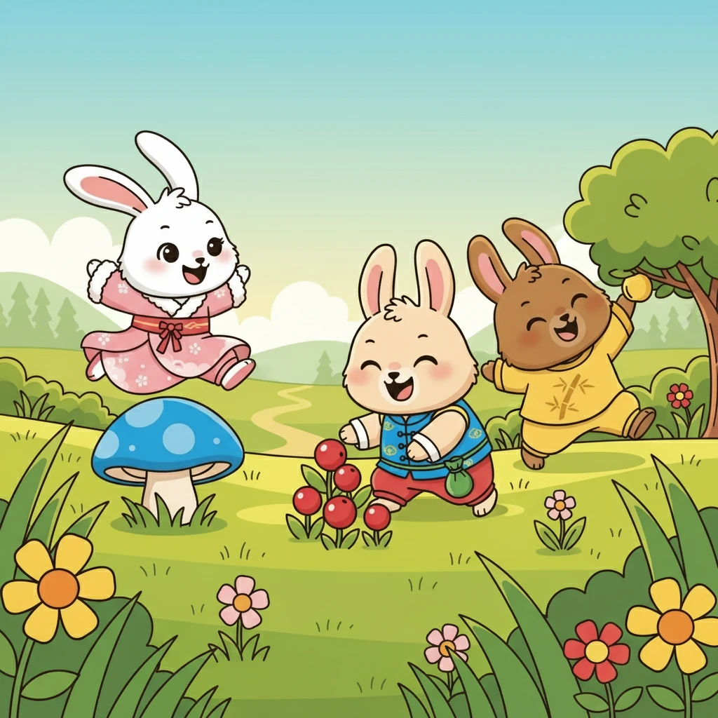 三只小兔拔萝卜 - animal