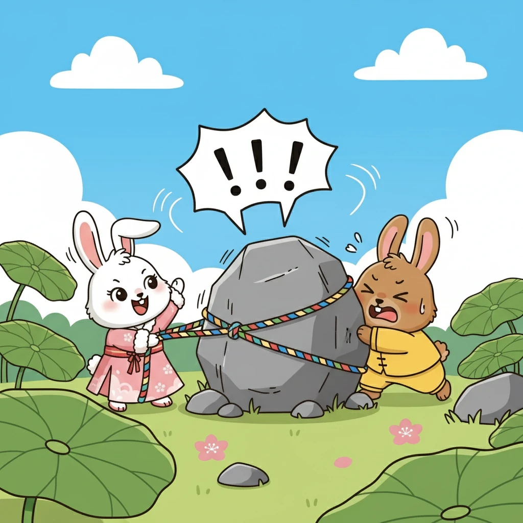 他们轮流尝试，豆豆累了，毛毛就上，毛毛累了，团团就上。他们一起喊着口号，互相鼓励，仿佛要把全身的力气都用上。