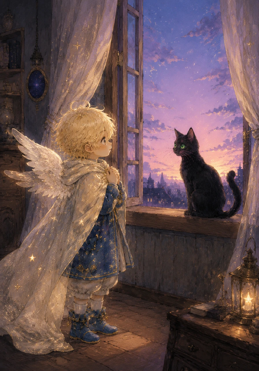 They finally reach the windowsill just as the first hint of dawn begins to paint the horizon in shades of violet. Max steps back into the room, his heart full of gratitude for his unexpected earthly friend.