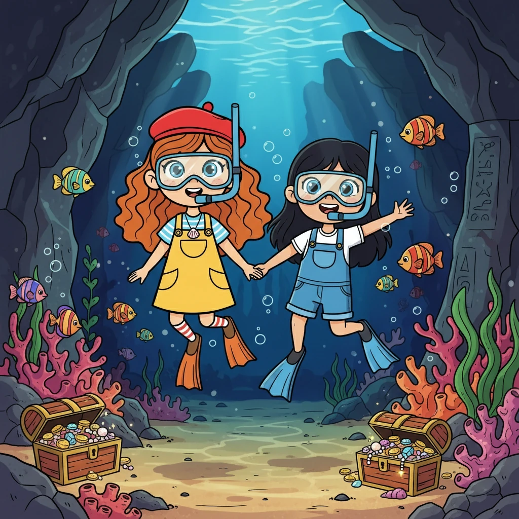 Ensemble, elles explorèrent les grottes sous-marines et découvrirent des trésors cachés. Elles promirent de vivre encore plus d'aventures ensemble, maintenant que Nejoua savait nager.