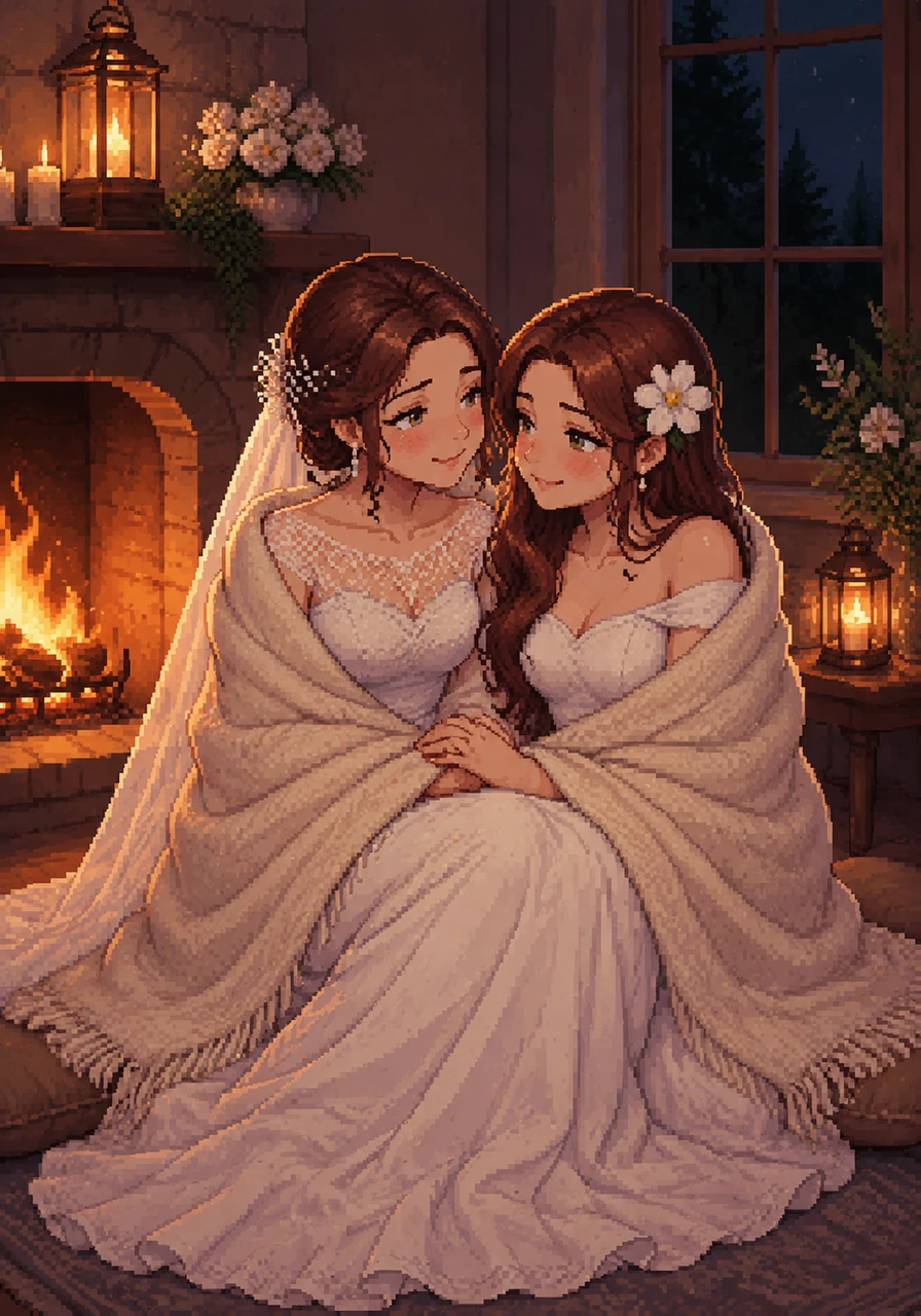 On the eve of their wedding, they share a quiet moment by the glowing embers of the fireplace. Wrapped in a single blanket, they whisper promises of the future and reflect on the beautiful path that led them to this night.