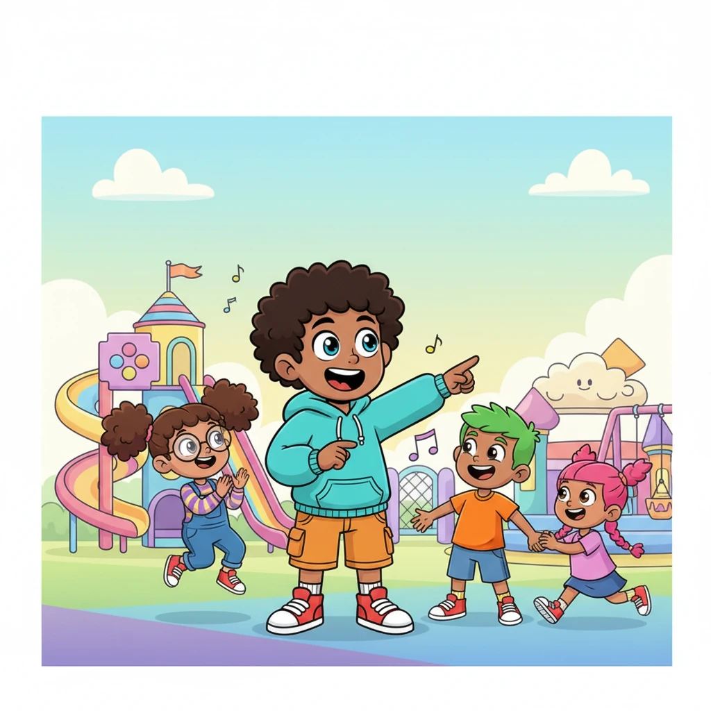 Pip Pixel and his friends, a colorful crew of bouncing energy, gathered at the edge of their favorite playground, Playtopia. Their eyes sparkled with excitement, ready for a day filled with laughter and amazing games. The air buzzed with happy anticipation, a symphony of giggles and joyful shouts.