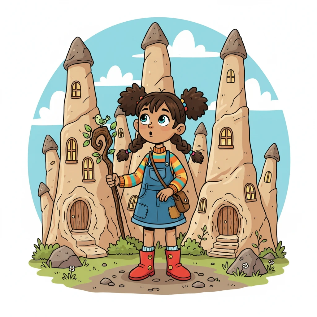 Anya saw people living inside the fairy chimneys, in caves carved into the soft rock. The houses looked cool and inviting, with small windows and doorways. She imagined the soft earth inside.