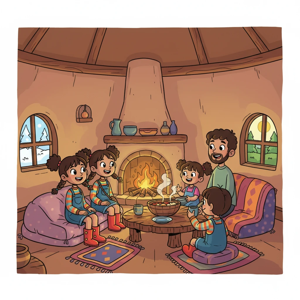 Anya learned that these homes were perfect for the hot summers and cold winters. She imagined families gathered around fires, sharing meals and laughter within the cozy spaces.